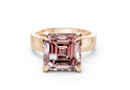 Cascade Pink Diamond Solitaire Asscher Cut 4mm Engagement Ring