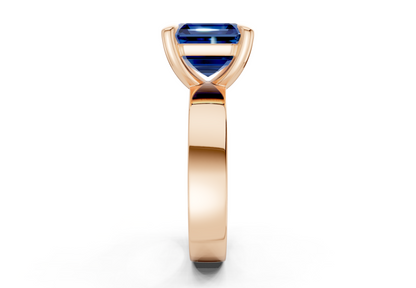 Cascade Sapphire Gemstone Solitaire Asscher Cut 4mm Engagement Ring