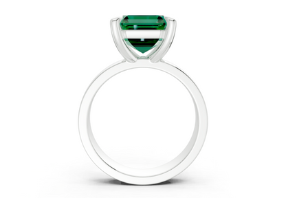 Cascade Emerald Gemstone Solitaire Asscher Cut 4mm Engagement Ring