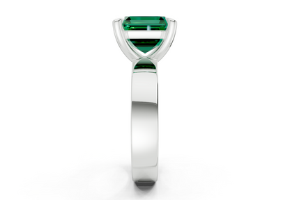 Cascade Emerald Gemstone Solitaire Asscher Cut 4mm Engagement Ring