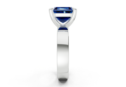 Cascade Sapphire Gemstone Solitaire Asscher Cut 4mm Engagement Ring