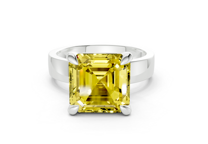 Cascade Yellow Diamond Solitaire Asscher Cut 4mm Engagement Ring