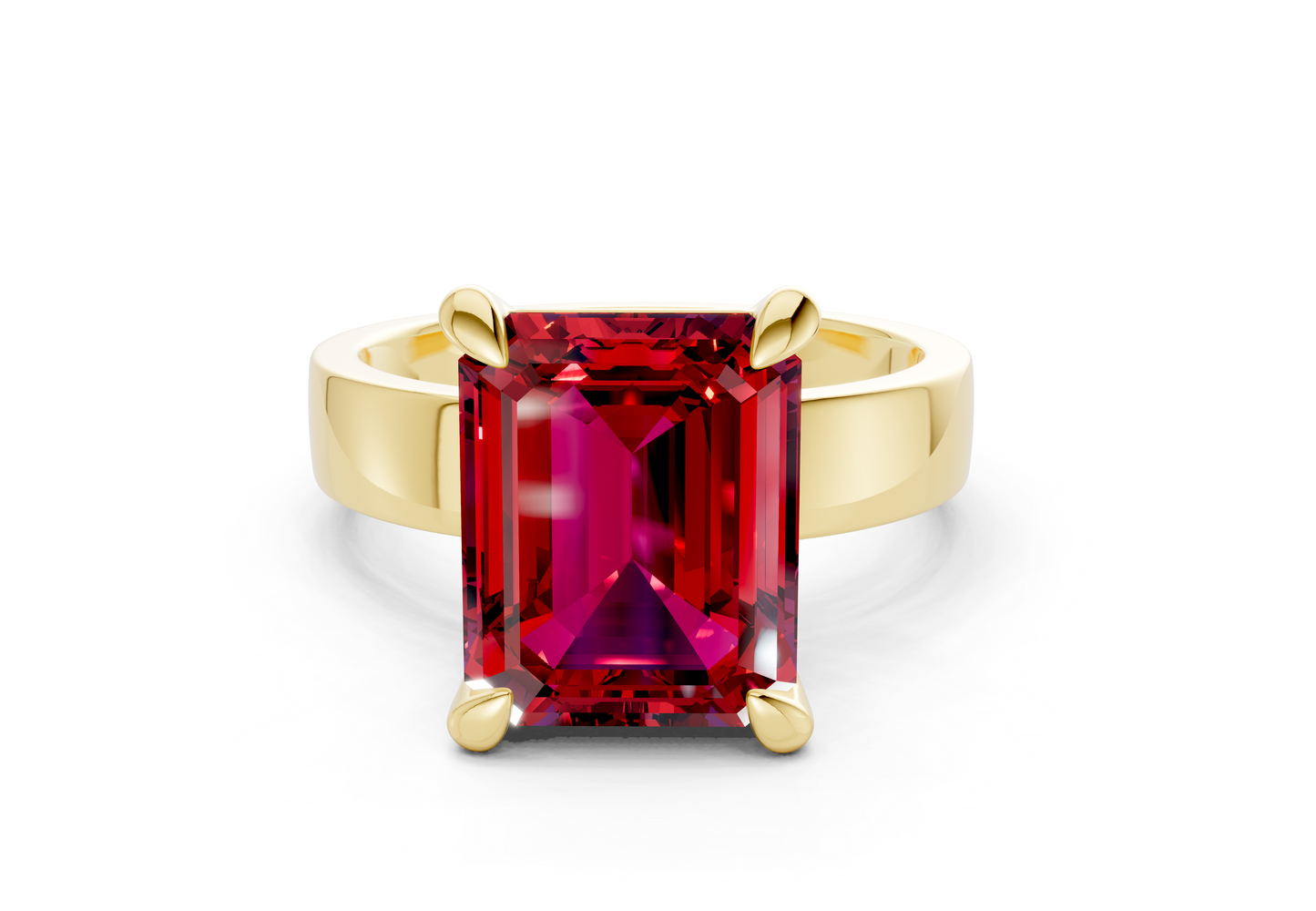 Cascade Ruby Gemstone Solitaire Emerald Cut 4mm Engagement Ring