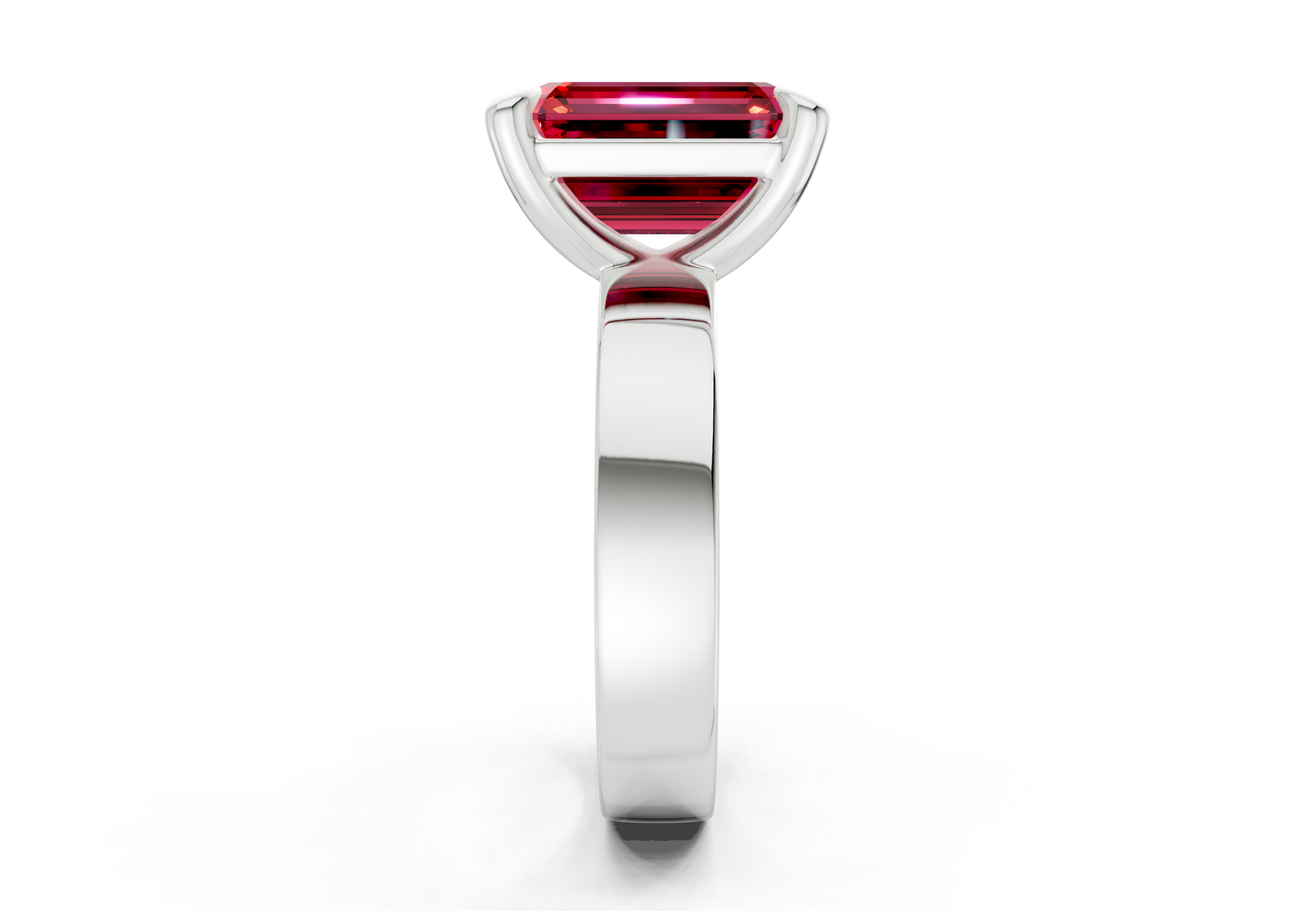 Cascade Ruby Gemstone Solitaire Emerald Cut 4mm Engagement Ring