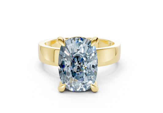 Cascade Blue Diamond Solitaire Elongated Cushion Cut 4mm Engagement Ring