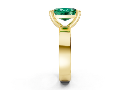 Cascade Emerald Gemstone Solitaire Elongated Cushion Cut 4mm Engagement Ring