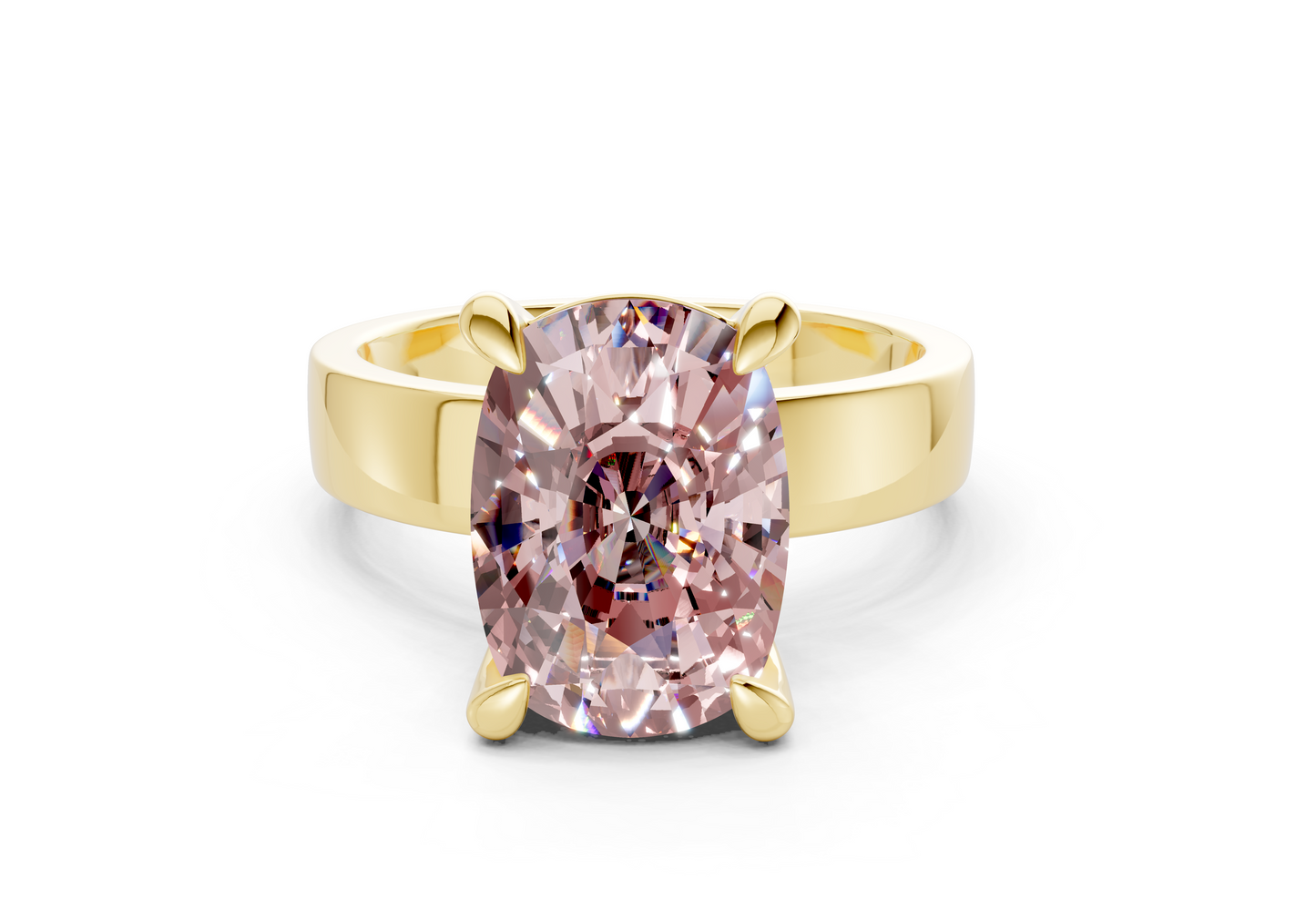 Cascade Pink Diamond Solitaire Elongated Cushion Cut 4mm Engagement Ring
