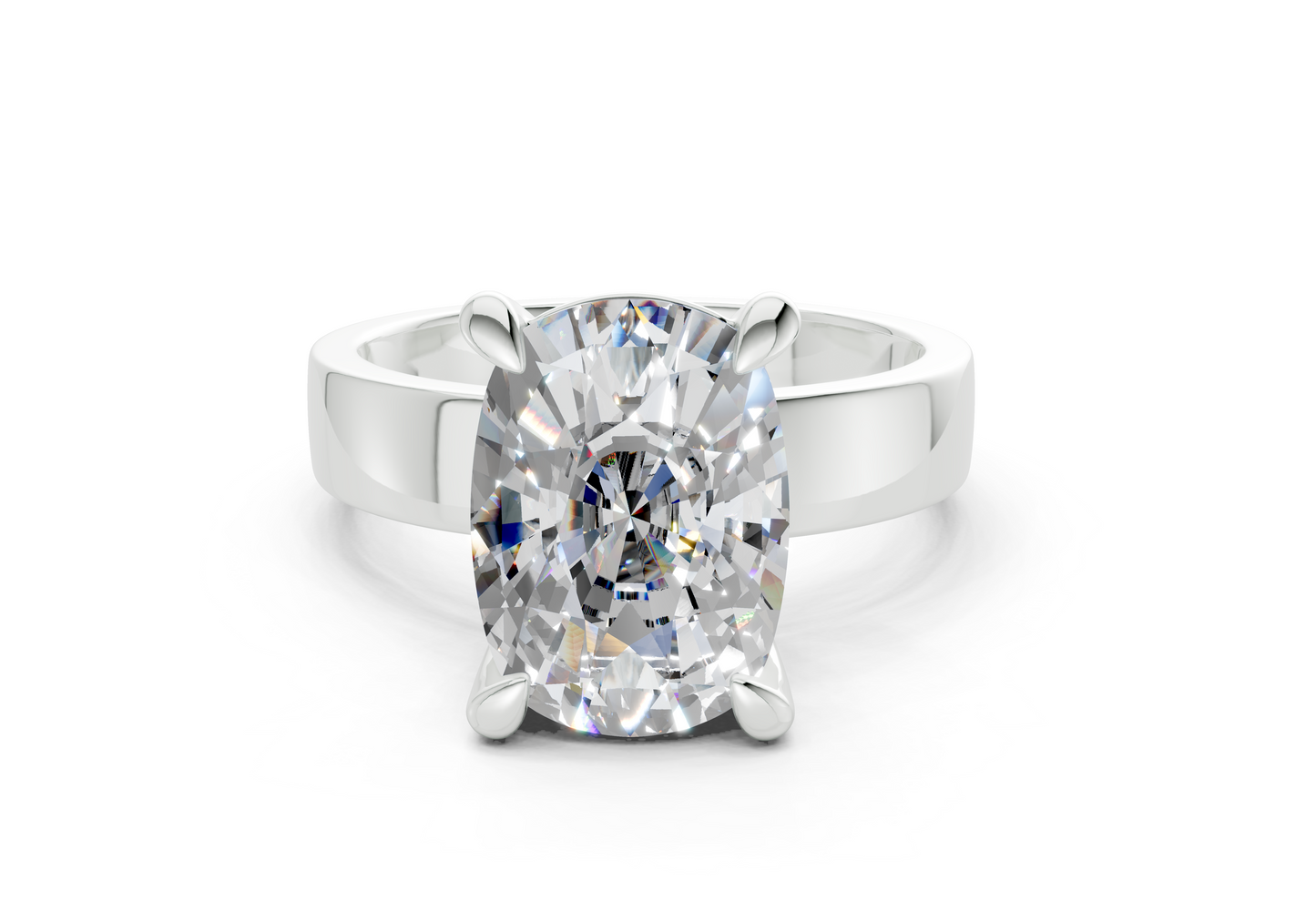 Cascade Diamond Solitaire Elongated Cushion Cut 4mm Engagement Ring