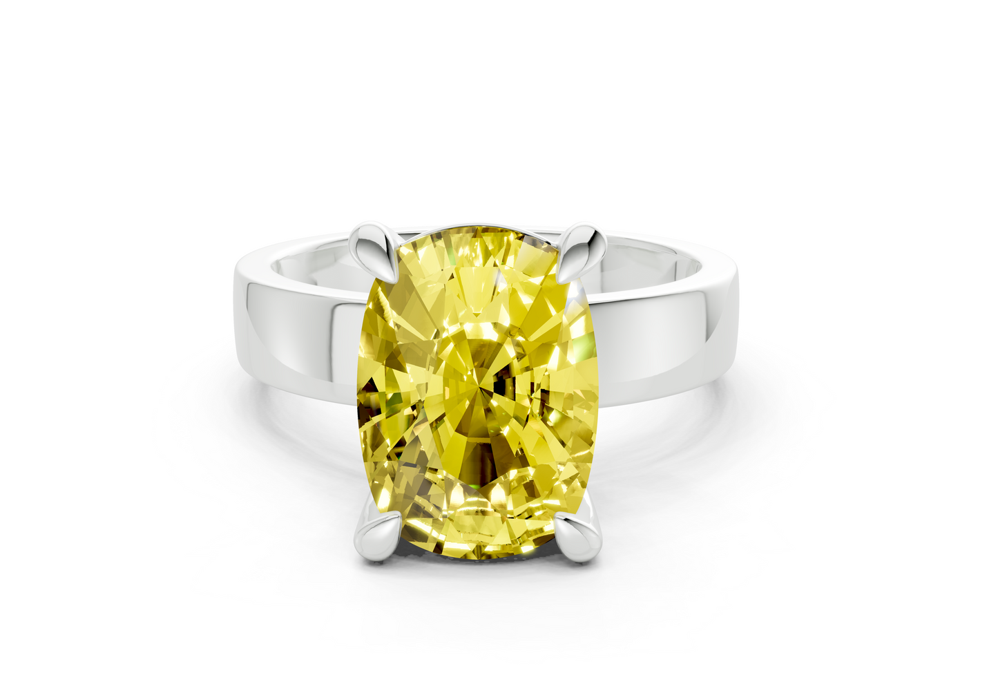 Cascade Yellow Diamond Solitaire Elongated Cushion Cut 4mm Engagement Ring