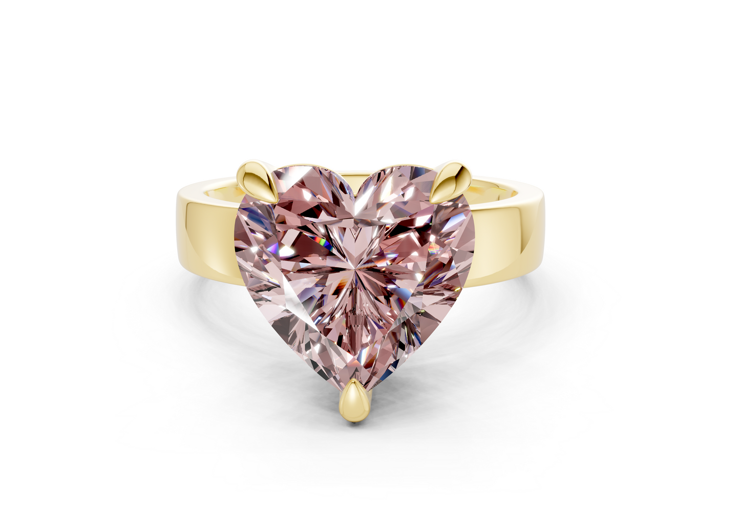 Cascade Pink Diamond Solitaire Heart Cut 4mm Engagement Ring