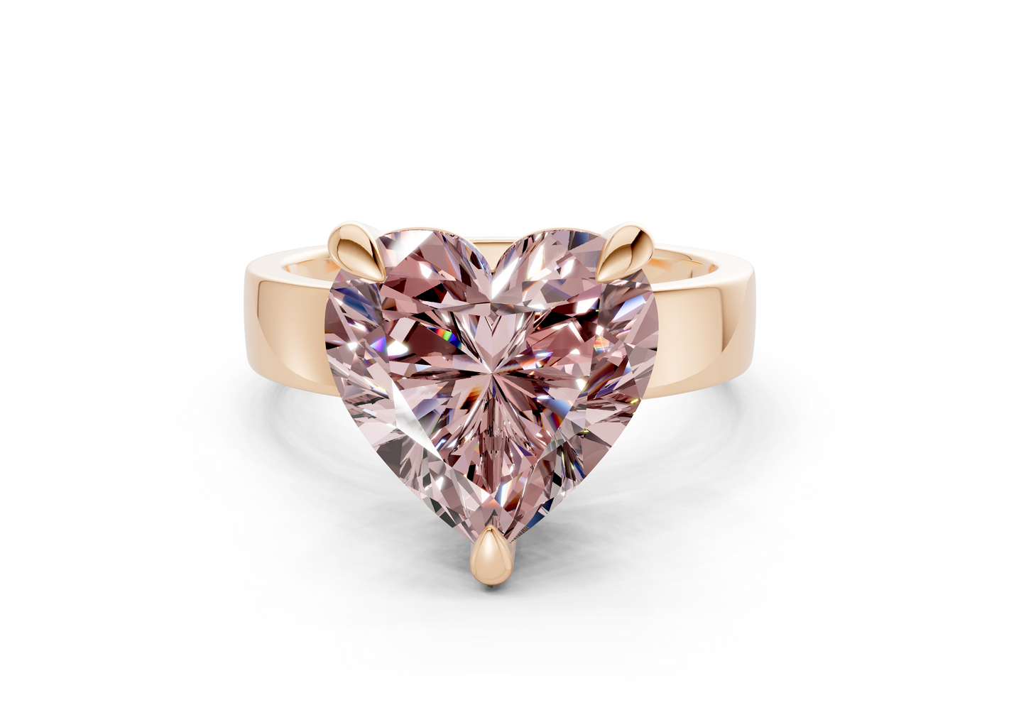 Cascade Pink Diamond Solitaire Heart Cut 4mm Engagement Ring