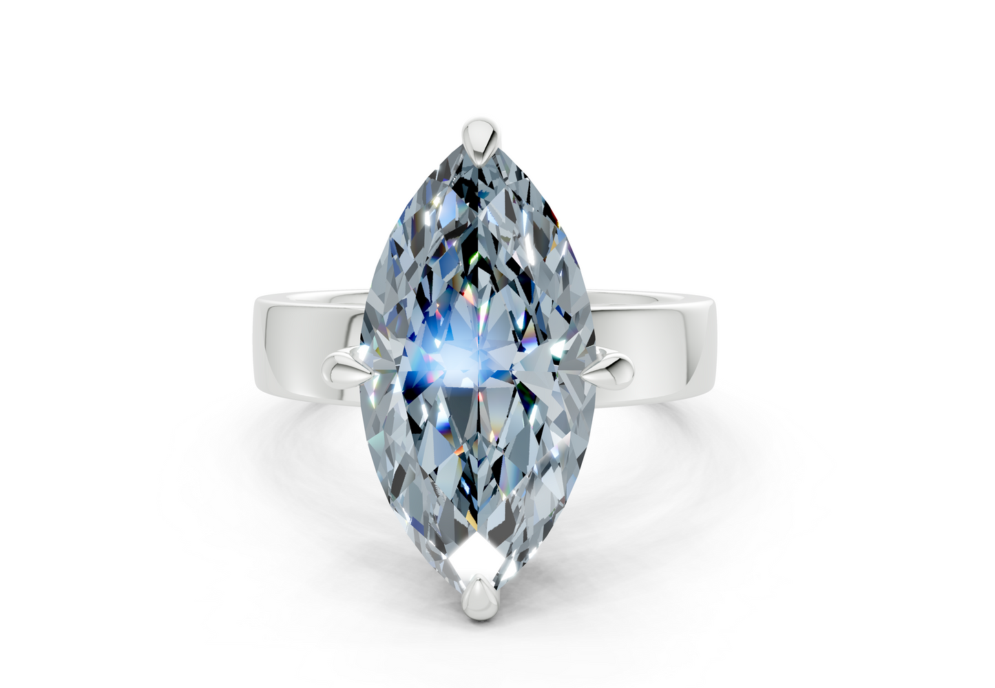 Cascade Blue Diamond Solitaire Marquise Cut 4mm Engagement Ring