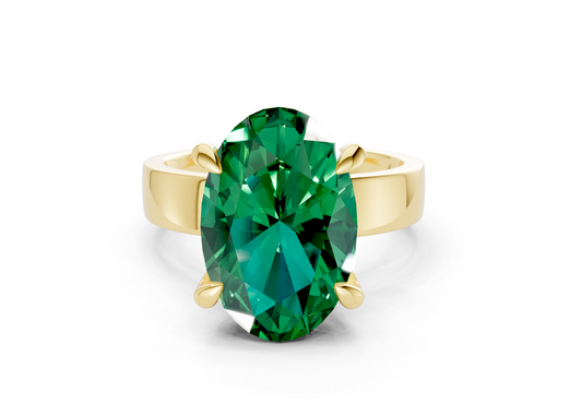 Cascade Emerald Gemstone Solitaire Oval Cut 4mm Engagement Ring