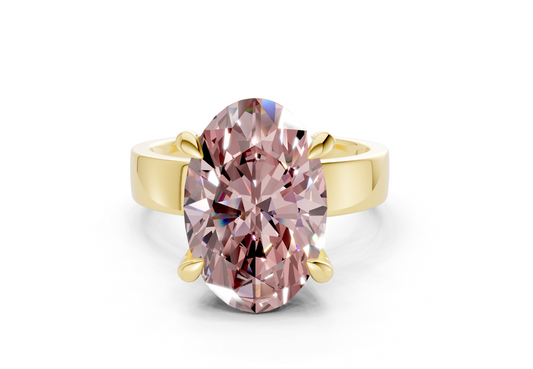 Cascade Pink Diamond Solitaire Oval Cut 4mm Engagement Ring