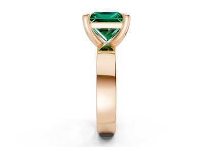 Cascade Emerald Gemstone Solitaire Princess Cut 4mm Engagement Ring