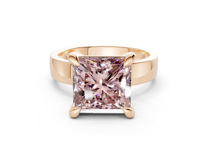 Cascade Pink Diamond Solitaire Princess Cut 4mm Engagement Ring