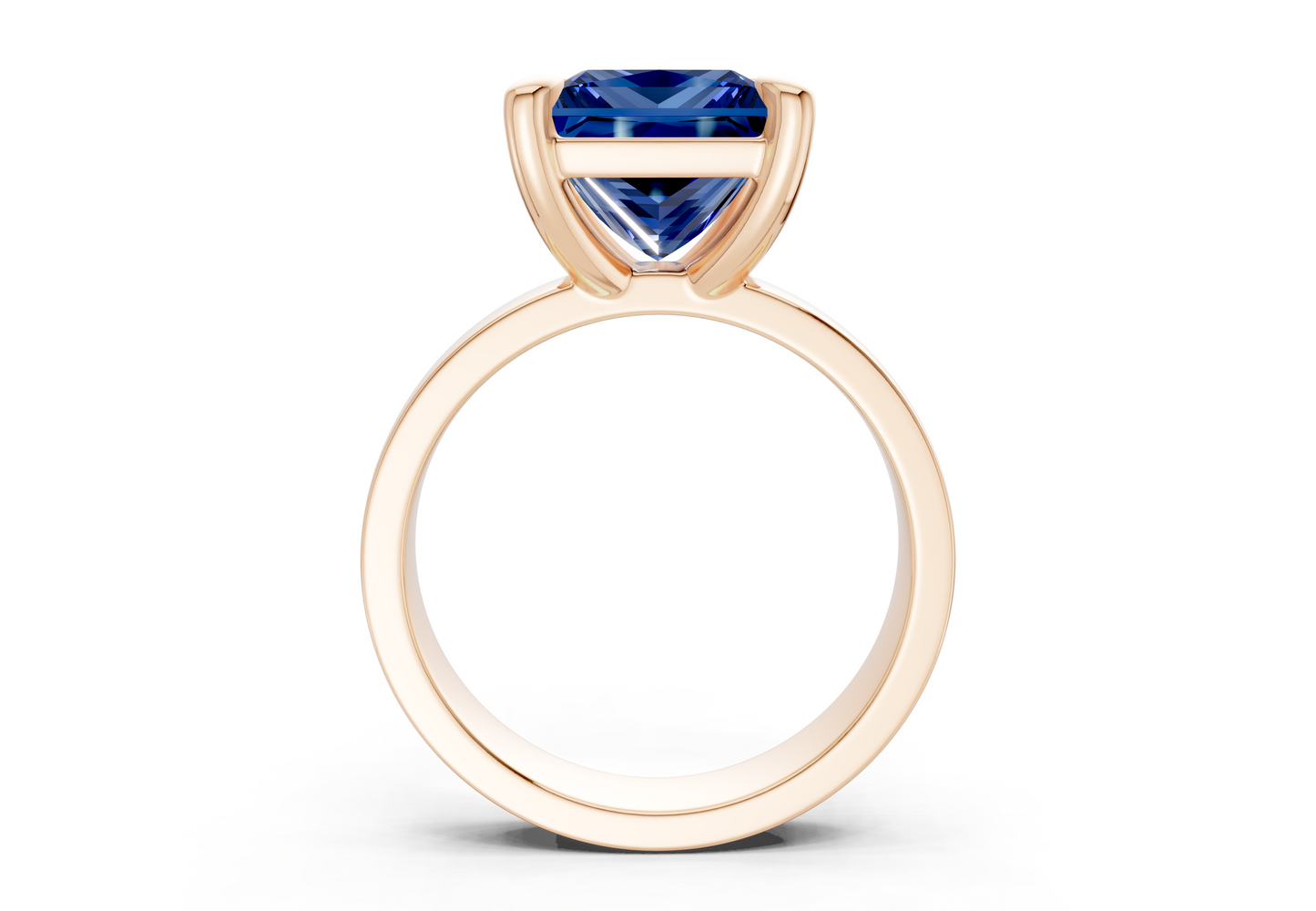 Cascade Sapphire Gemstone Solitaire Princess Cut 4mm Engagement Ring