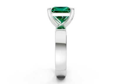 Cascade Emerald Gemstone Solitaire Princess Cut 4mm Engagement Ring