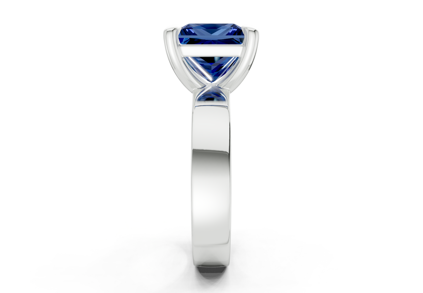 Cascade Sapphire Gemstone Solitaire Princess Cut 4mm Engagement Ring