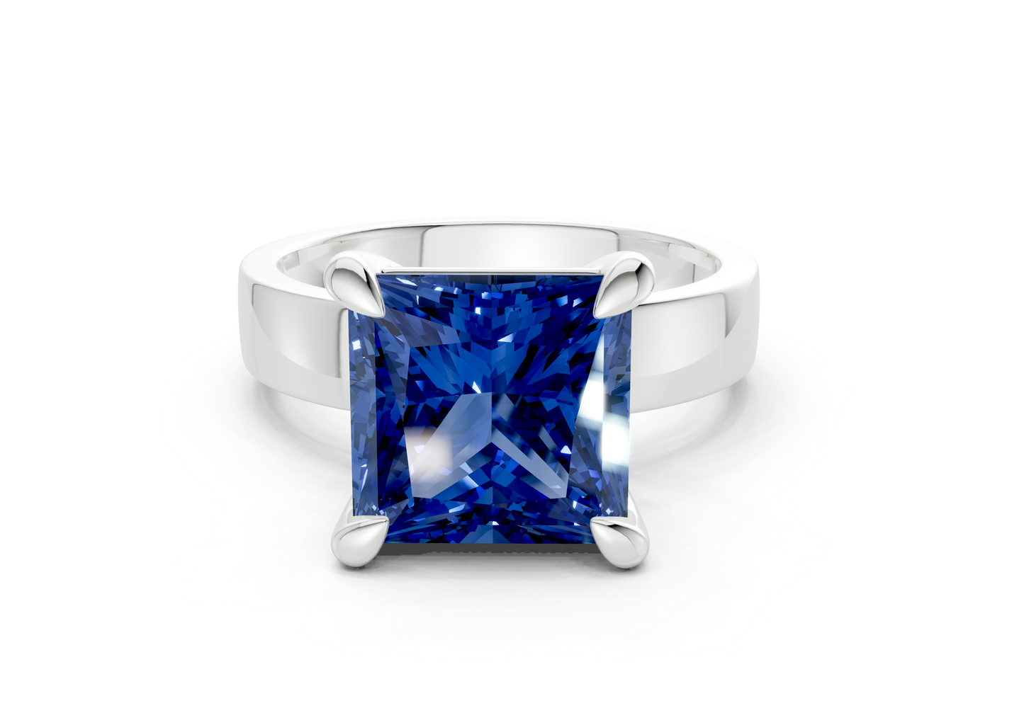Cascade Sapphire Gemstone Solitaire Princess Cut 4mm Engagement Ring