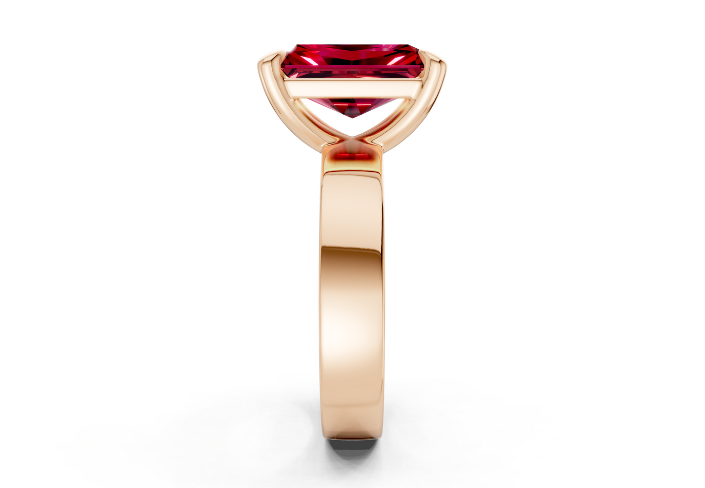 Cascade Ruby Gemstone Solitaire Radiant Cut 4mm Engagement Ring