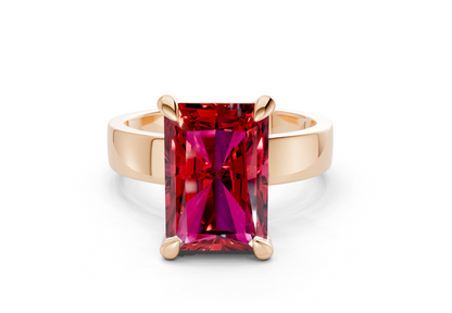Cascade Ruby Gemstone Solitaire Radiant Cut 4mm Engagement Ring