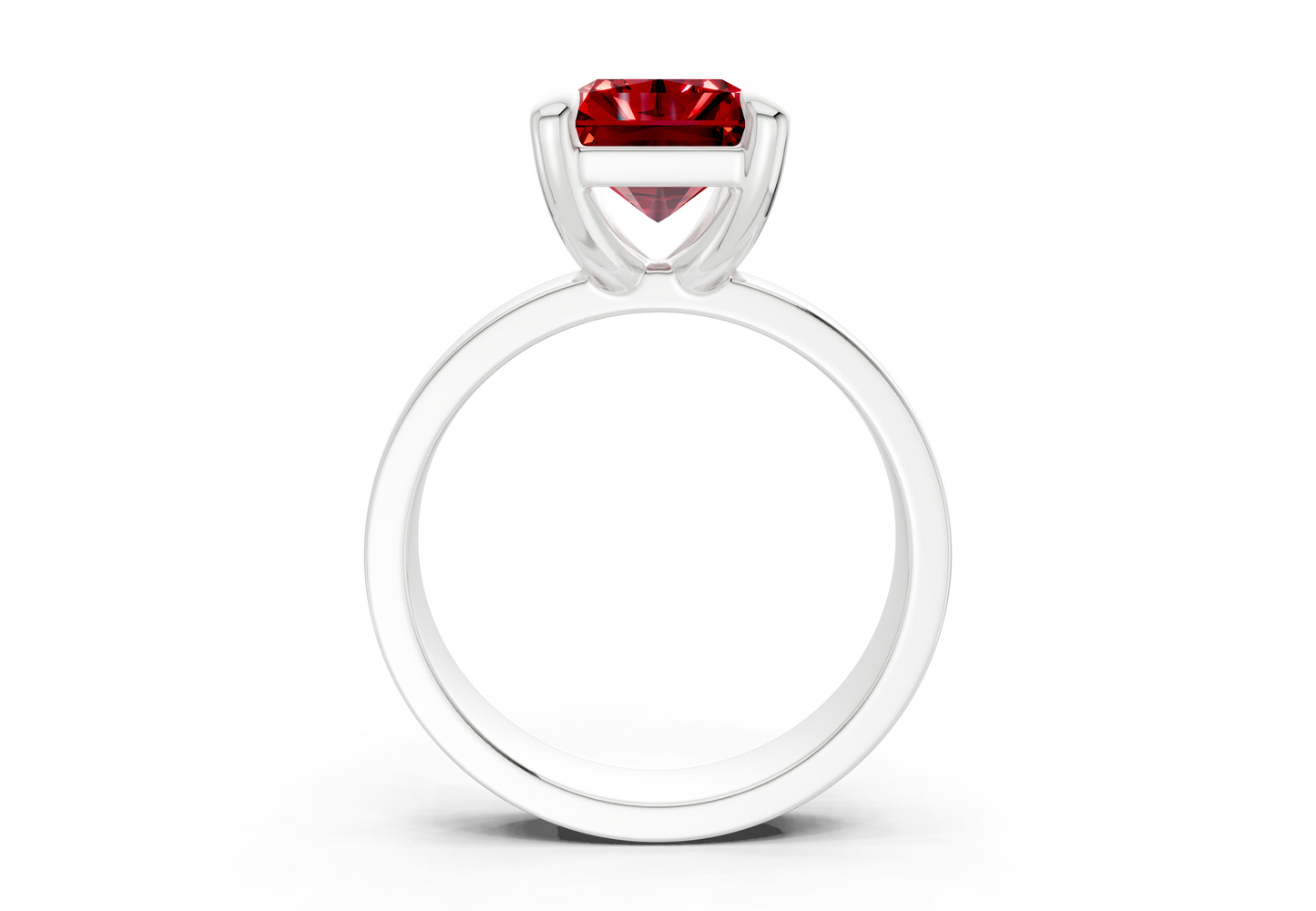 Cascade Ruby Gemstone Solitaire Radiant Cut 4mm Engagement Ring