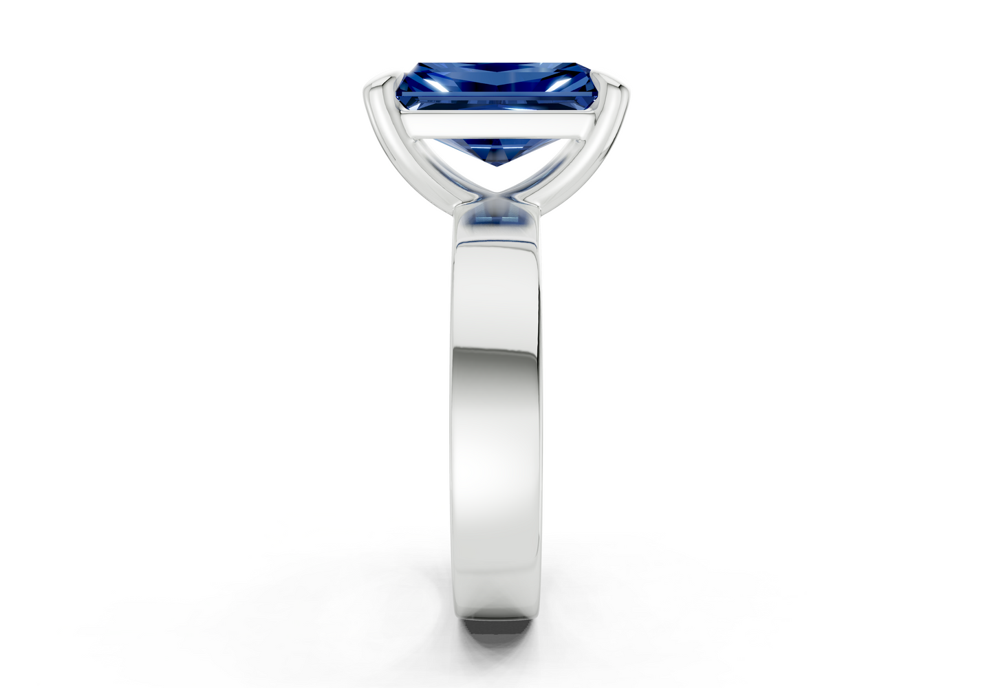 Cascade Sapphire Gemstone Solitaire Radiant Cut 4mm Engagement Ring