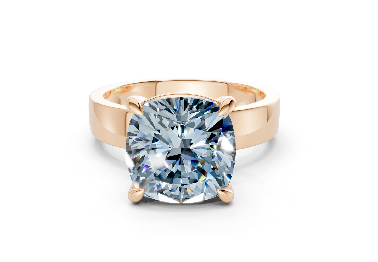 Cascade Blue Diamond Solitaire Cushion Squareuare Cut 4mm Engagement Ring