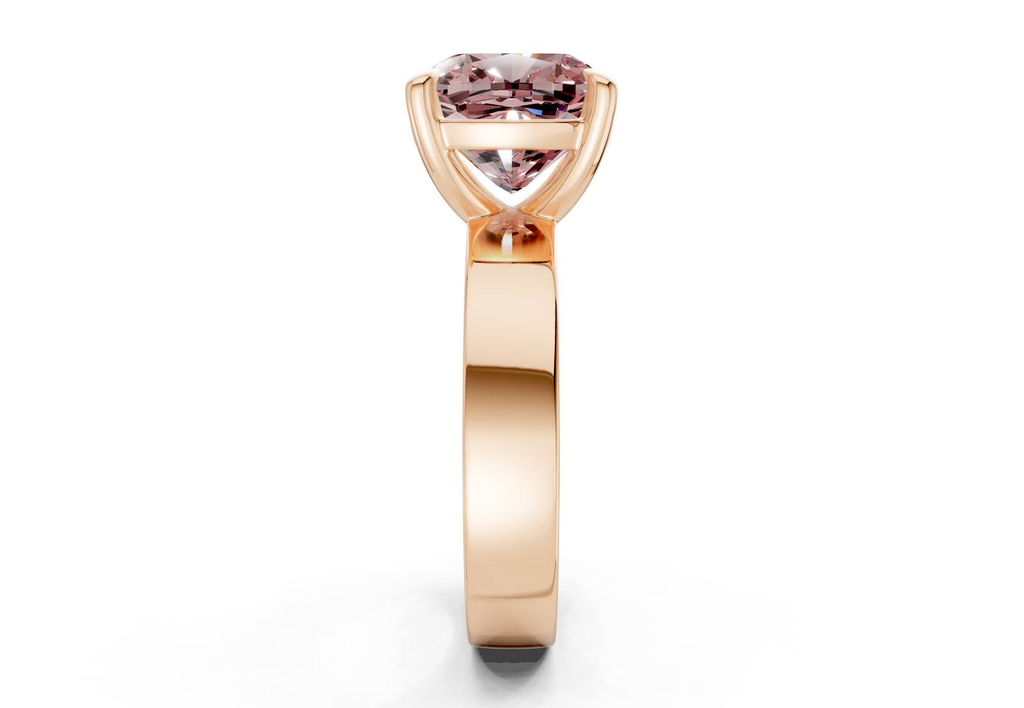 Cascade Pink Diamond Solitaire Cushion Squareuare Cut 4mm Engagement Ring