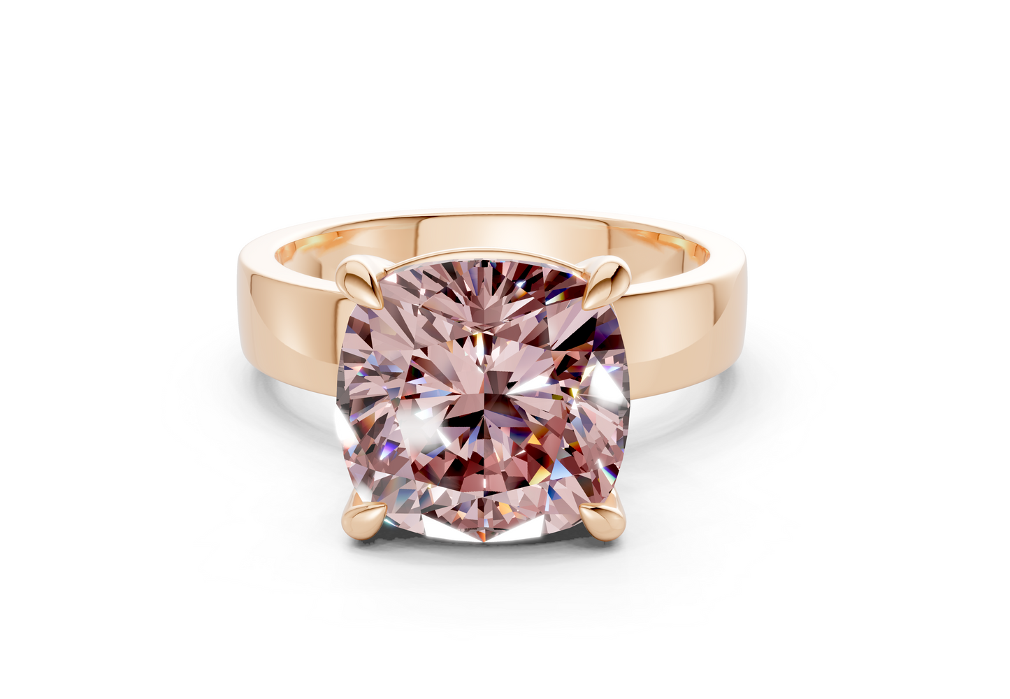 Cascade Pink Diamond Solitaire Cushion Squareuare Cut 4mm Engagement Ring