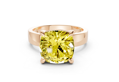 Cascade Yellow Diamond Solitaire Cushion Squareuare Cut 4mm Engagement Ring