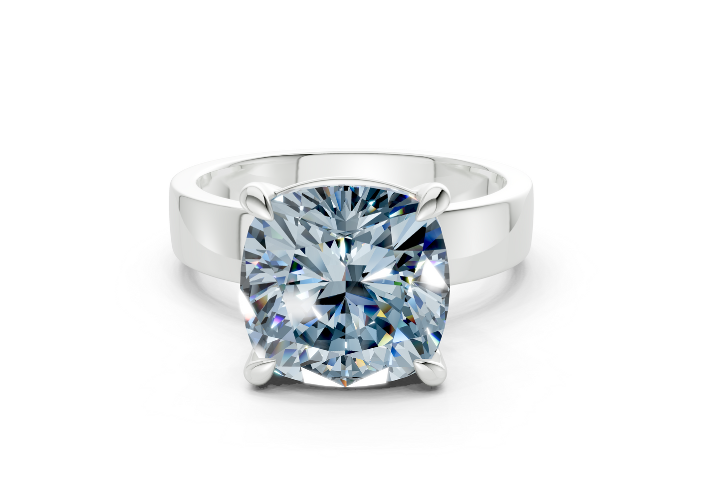 Cascade Blue Diamond Solitaire Cushion Squareuare Cut 4mm Engagement Ring
