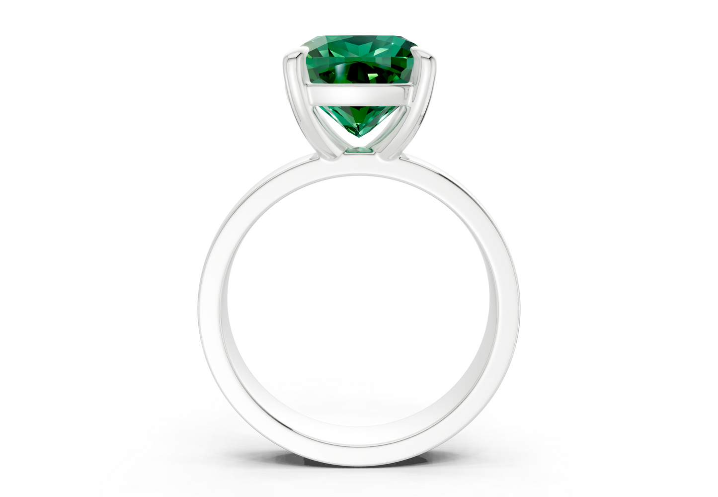 Cascade Emerald Gemstone Solitaire Cushion Squareuare Cut 4mm Engagement Ring
