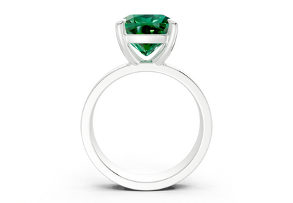 Cascade Emerald Gemstone Solitaire Cushion Squareuare Cut 4mm Engagement Ring