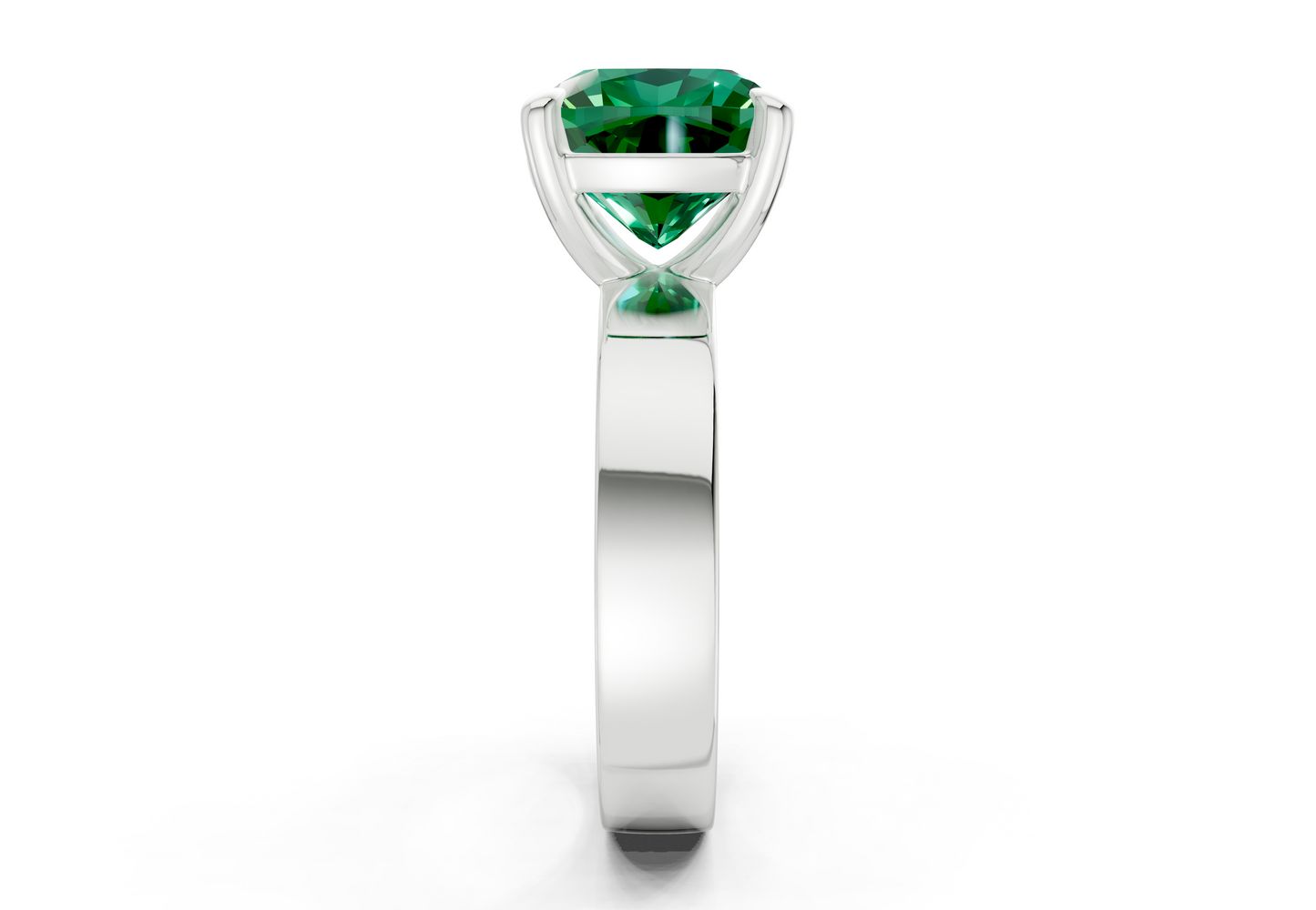 Cascade Emerald Gemstone Solitaire Cushion Squareuare Cut 4mm Engagement Ring