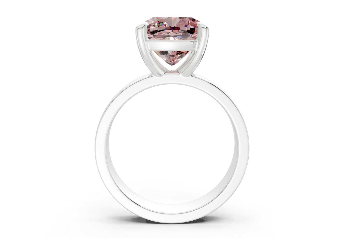 Cascade Pink Diamond Solitaire Cushion Squareuare Cut 4mm Engagement Ring