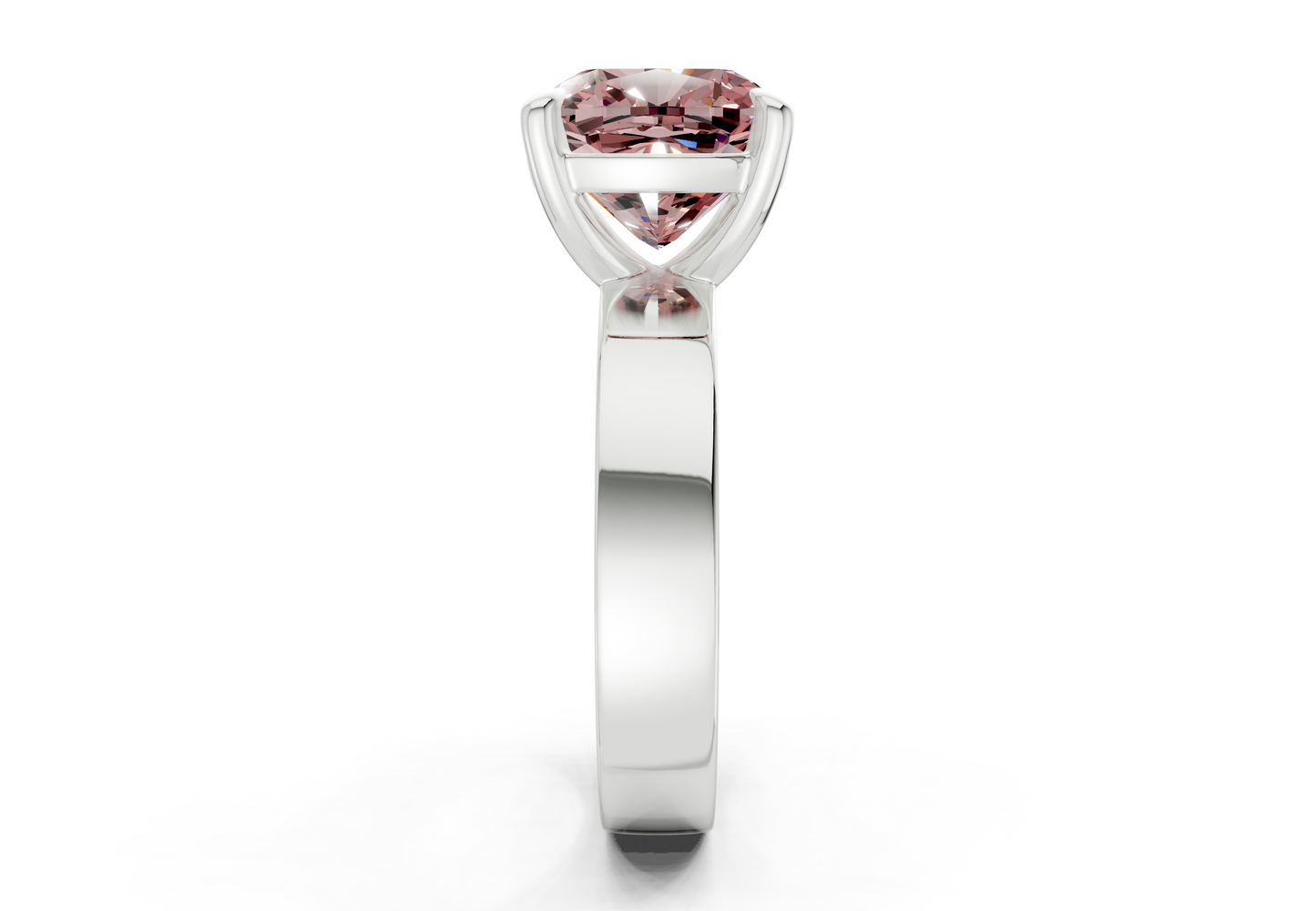 Cascade Pink Diamond Solitaire Cushion Squareuare Cut 4mm Engagement Ring