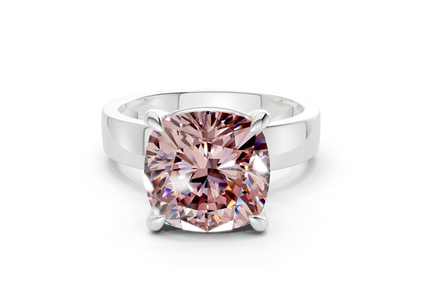Cascade Pink Diamond Solitaire Cushion Squareuare Cut 4mm Engagement Ring