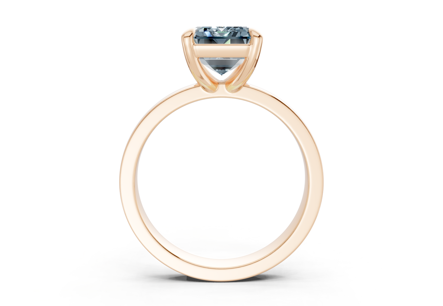 Aspen Blue Diamond Solitaire Emerald Cut 3mm Engagement Ring