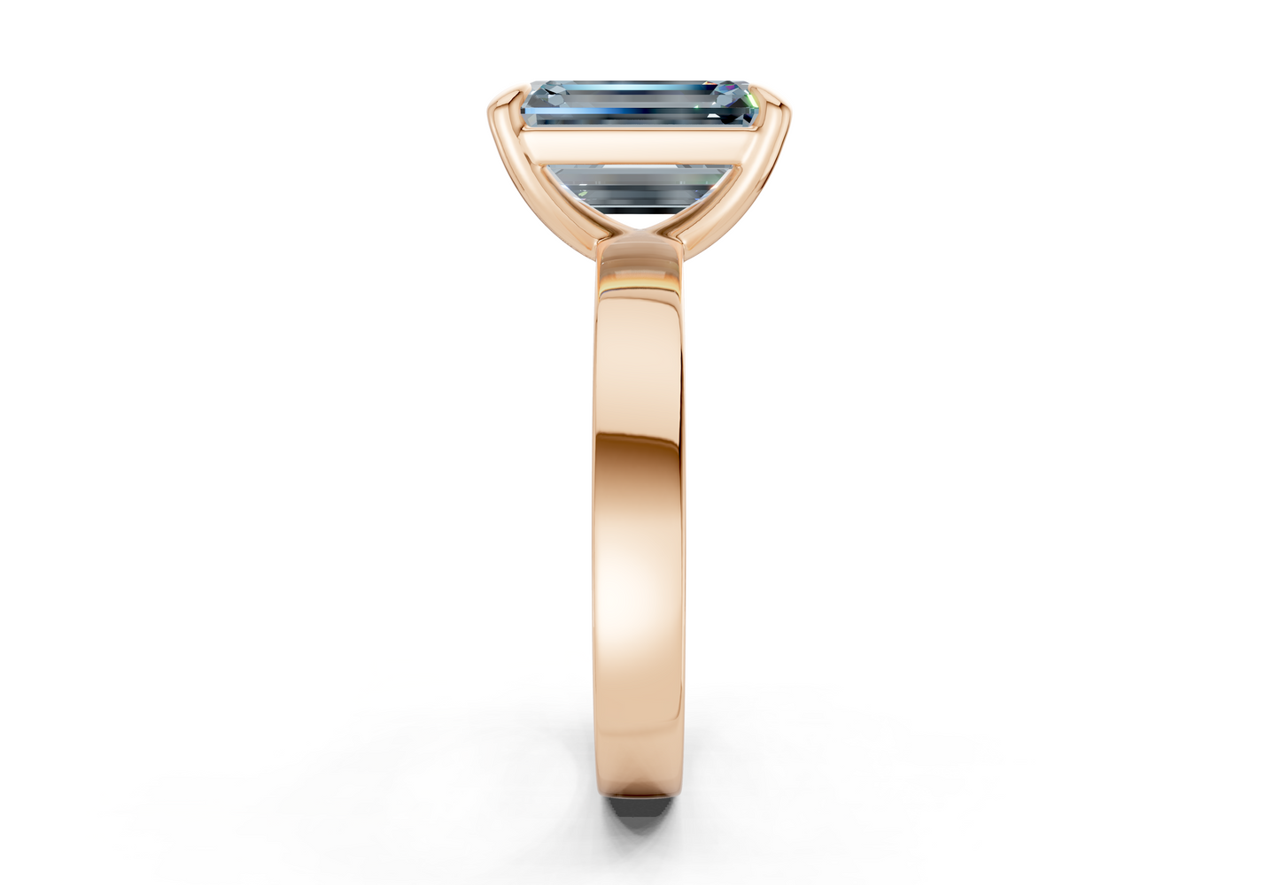 Aspen Blue Diamond Solitaire Emerald Cut 3mm Engagement Ring