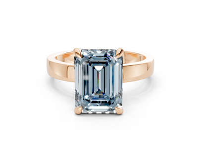 Aspen Blue Diamond Solitaire Emerald Cut 3mm Engagement Ring