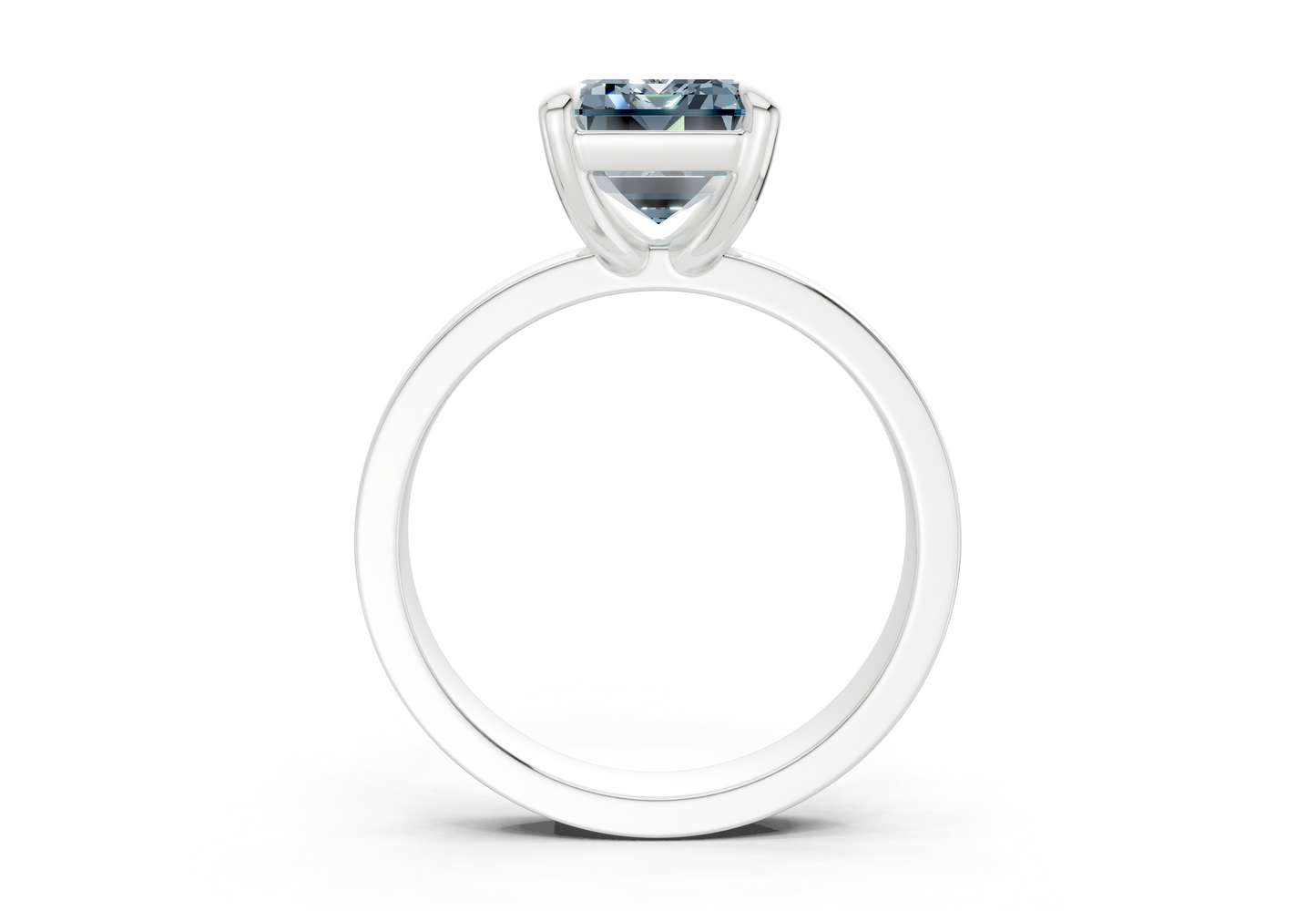Aspen Blue Diamond Solitaire Emerald Cut 3mm Engagement Ring