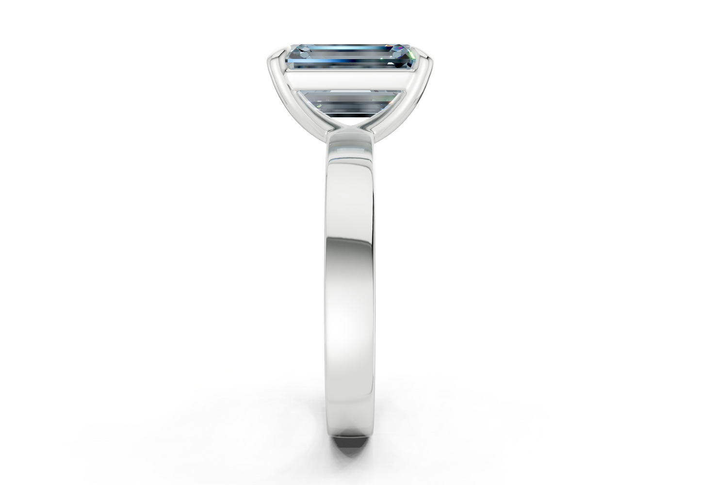Aspen Blue Diamond Solitaire Emerald Cut 3mm Engagement Ring