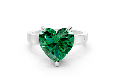 Aspen Emerald Gemstone Solitaire Heart Cut 3mm Engagement Ring
