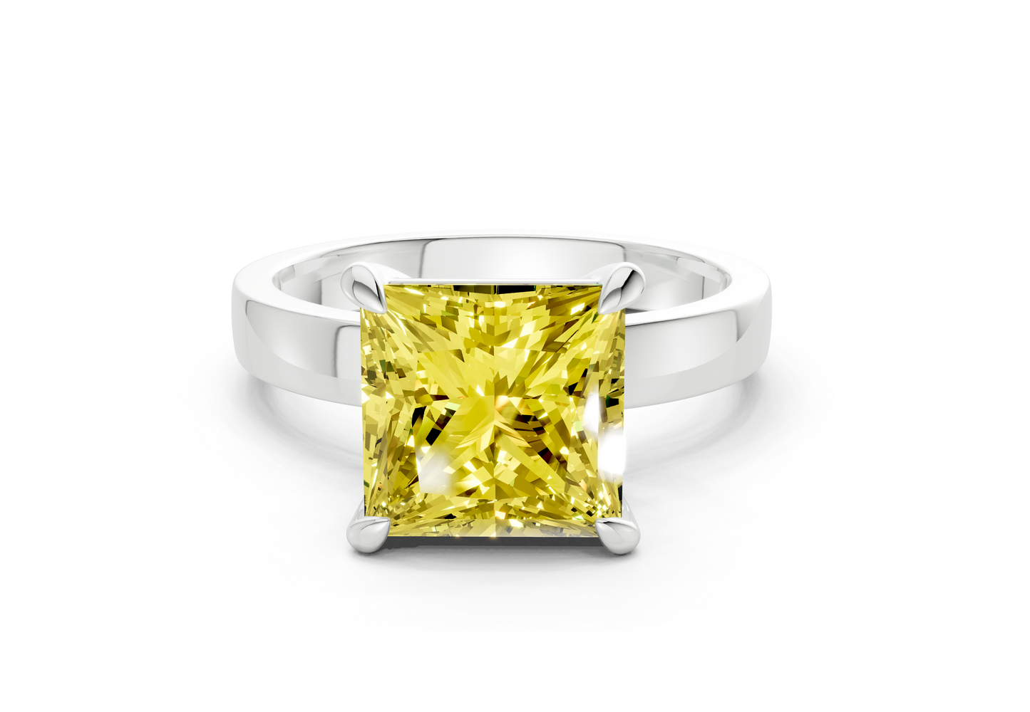 Aspen Yellow Diamond Solitaire Princess Cut 3mm Engagement Ring