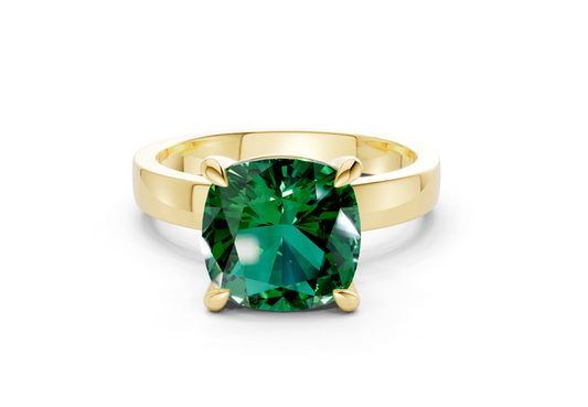 Aspen Emerald Gemstone Solitaire Cushion Squareuare Cut 3mm Engagement Ring