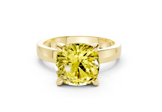 Aspen Yellow Diamond Solitaire Cushion Squareuare Cut 3mm Engagement Ring