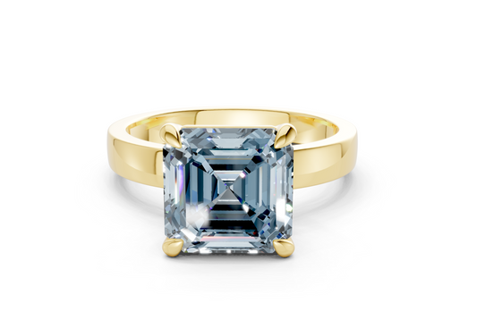 Aspen Blue Diamond Solitaire Asscher Cut 3mm Engagement Ring