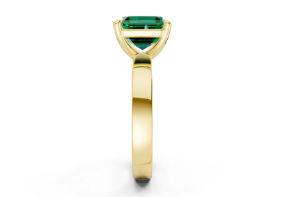 Aspen Emerald Gemstone Solitaire Asscher Cut 3mm Engagement Ring